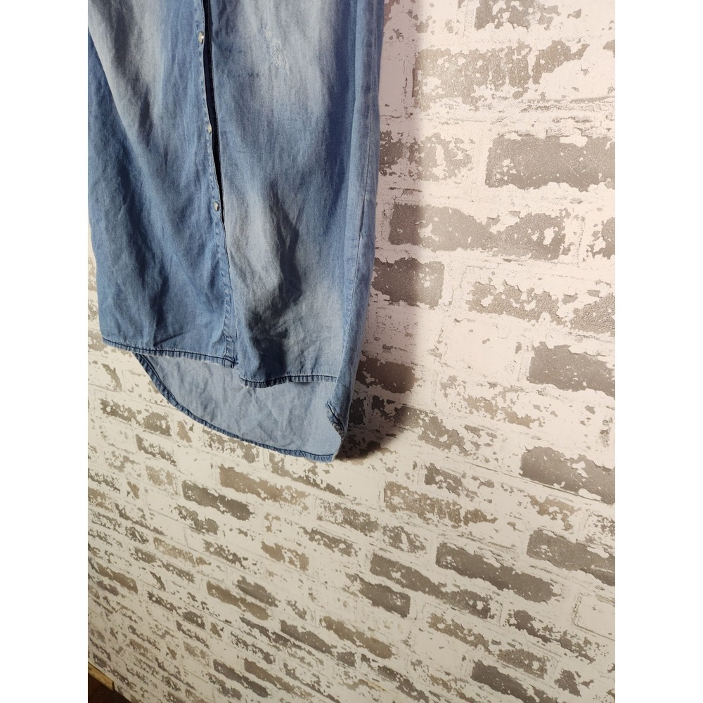 Denim Rhinestone Shirt Size Small Blue‎ Embellished Distressed Country Cowgirl - Picture 6 of 16